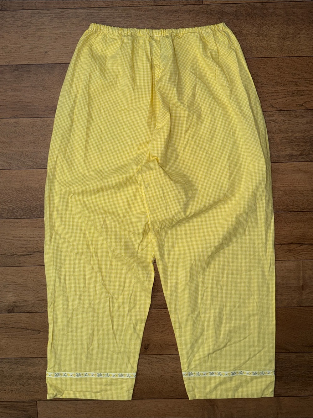 Olivia Latinovich Size Small Pants In Yellow Dainty Gingham Check Print Floral S